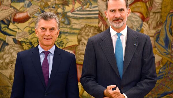 El presidente argentino, Mauricio Macri, y el rey de España, Felipe VI - Sputnik Mundo