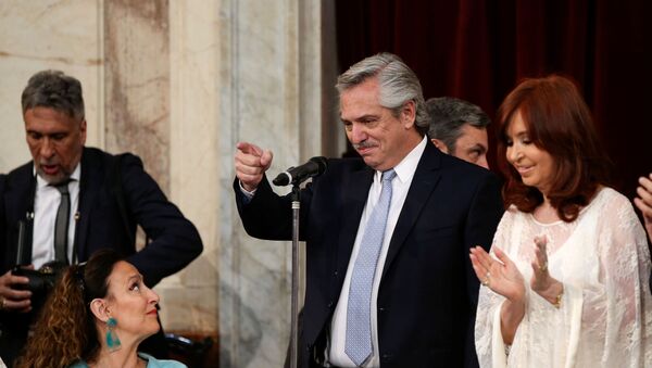 El presidente argentino, Alberto Fernández, junto a la vicepresidenta, Cristina Fernández de Kirchner - Sputnik Mundo