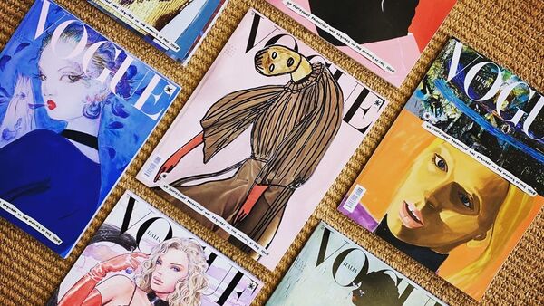 Las portadas ilustradas de la edición de enero de Vogue Italia - Sputnik Mundo
