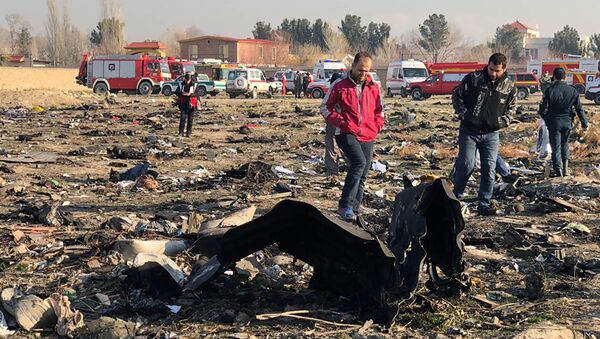 Restos del avión siniestrado en Teherán, Irán - Sputnik Mundo