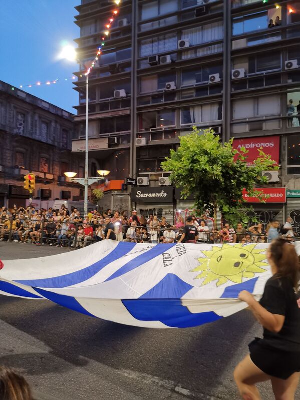 La bandera celeste fue de las primeras en desfilar en el Carnaval de Uruguay, el más largo del mundo - Sputnik Mundo