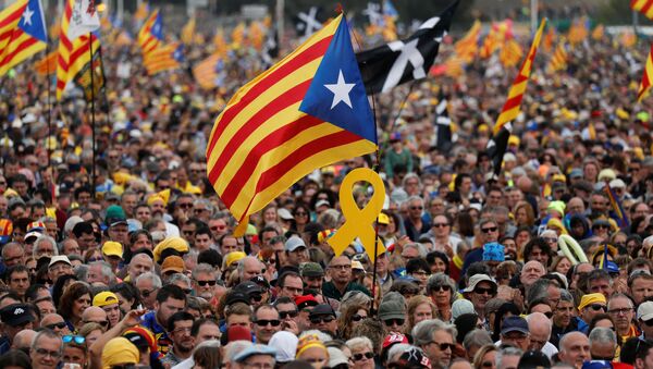 La multitud en el mitin de Puigdemont en Perpiñán, Francia - Sputnik Mundo