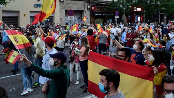 Protesta contra el Gobierno español en Madrid  - Sputnik Mundo