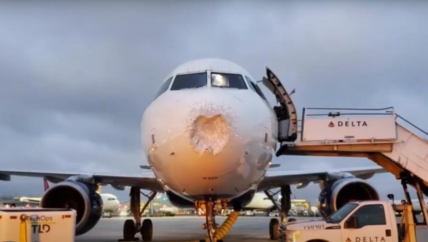 Un avión con el morro dañado - Sputnik Mundo