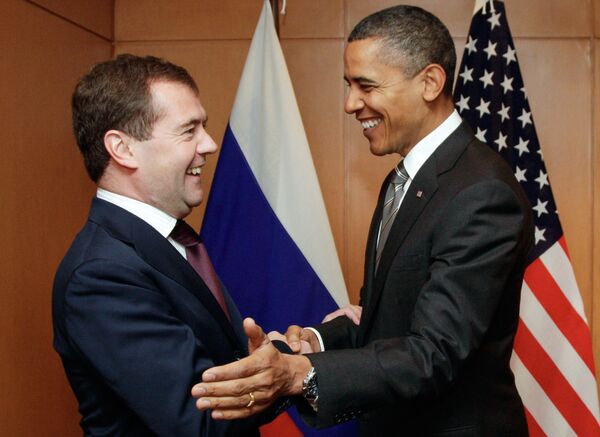 Dmitri Medvédev y Barack Obama. Archive. - Sputnik Mundo