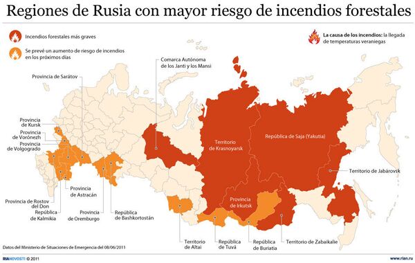 Regiones de Rusia con mayor riesgo de incendios forestales - Sputnik Mundo
