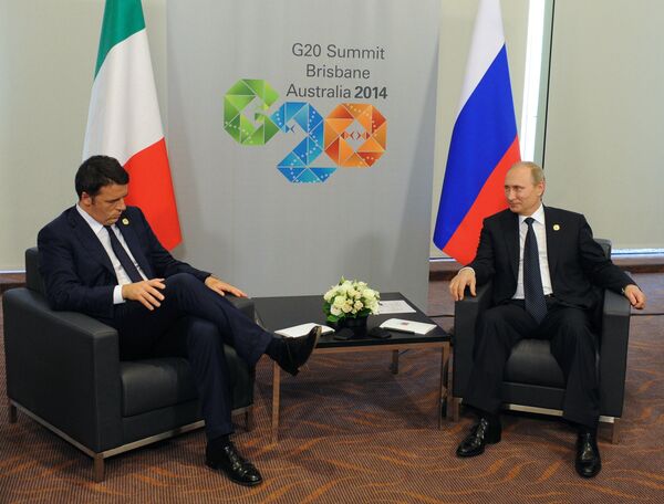 Primer ministro de Italia, Matteo Renzi y presidente de Rusia, Vladímir Putin - Sputnik Mundo